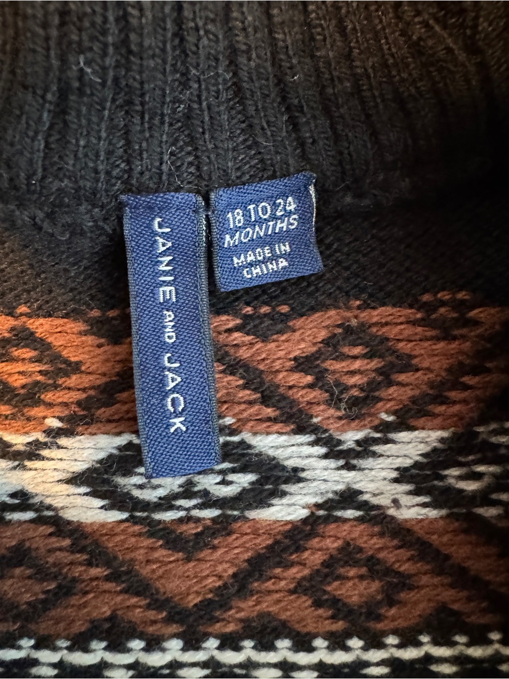 Janie and Jack Brown, Black & White Shawl-Collar Knit Cardigan - Picture 2 of 3